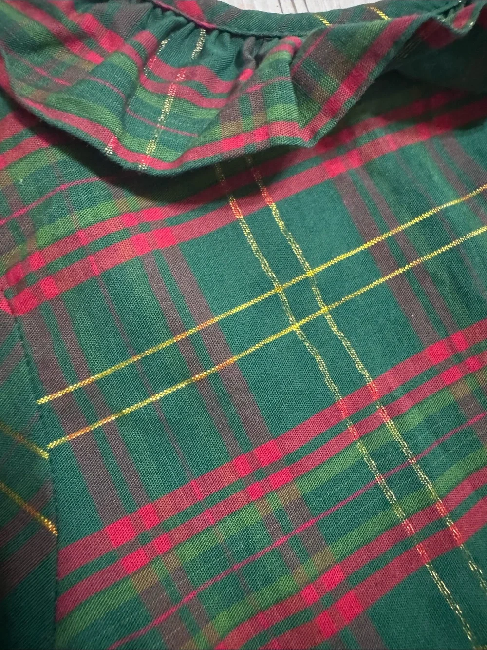 Smockingbird Christmas plaid dress with gold detailing 4t girls boutique